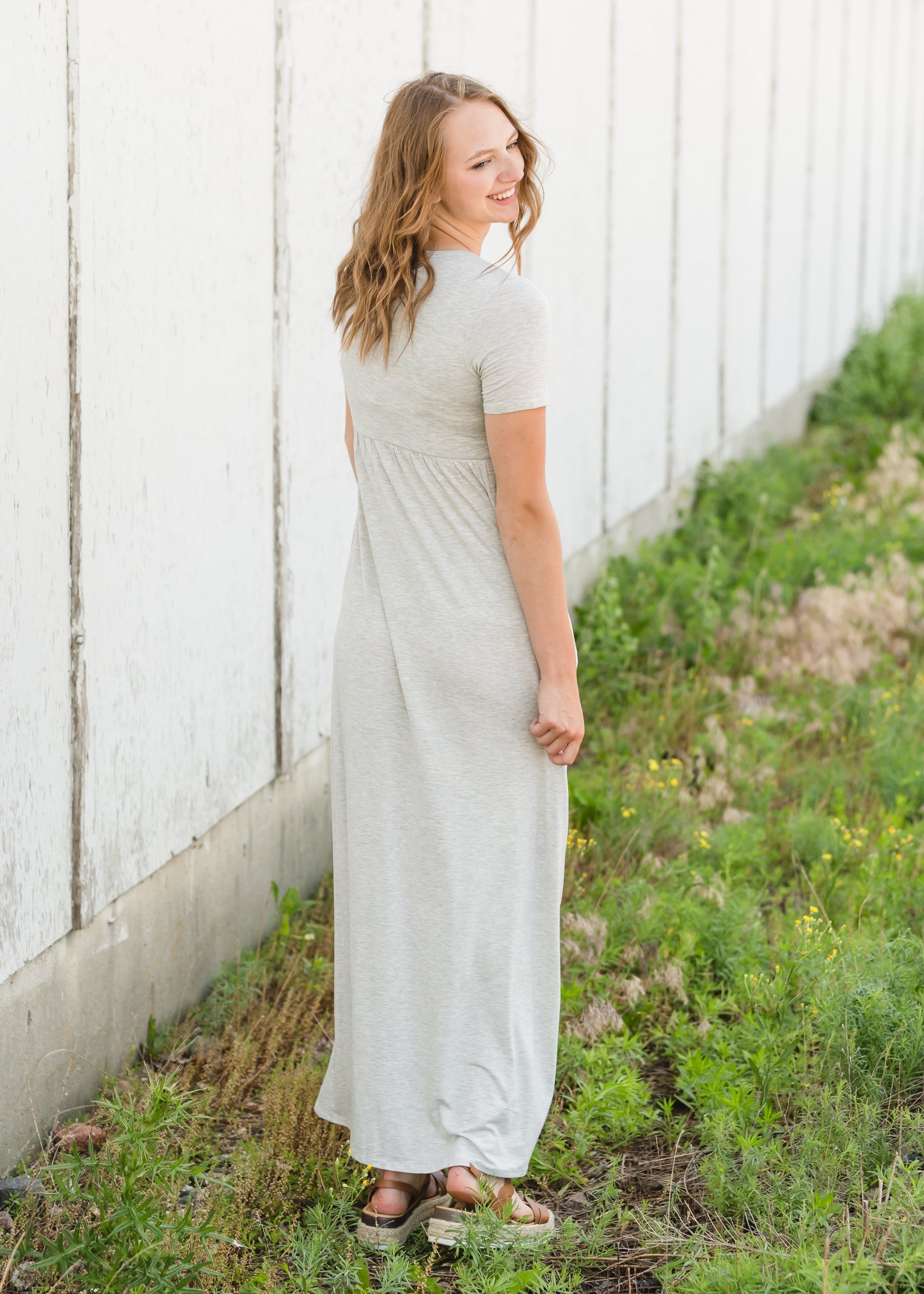 Heather Gray Short Sleeve Stretch Maxi Dress - FINAL SALE Dresses