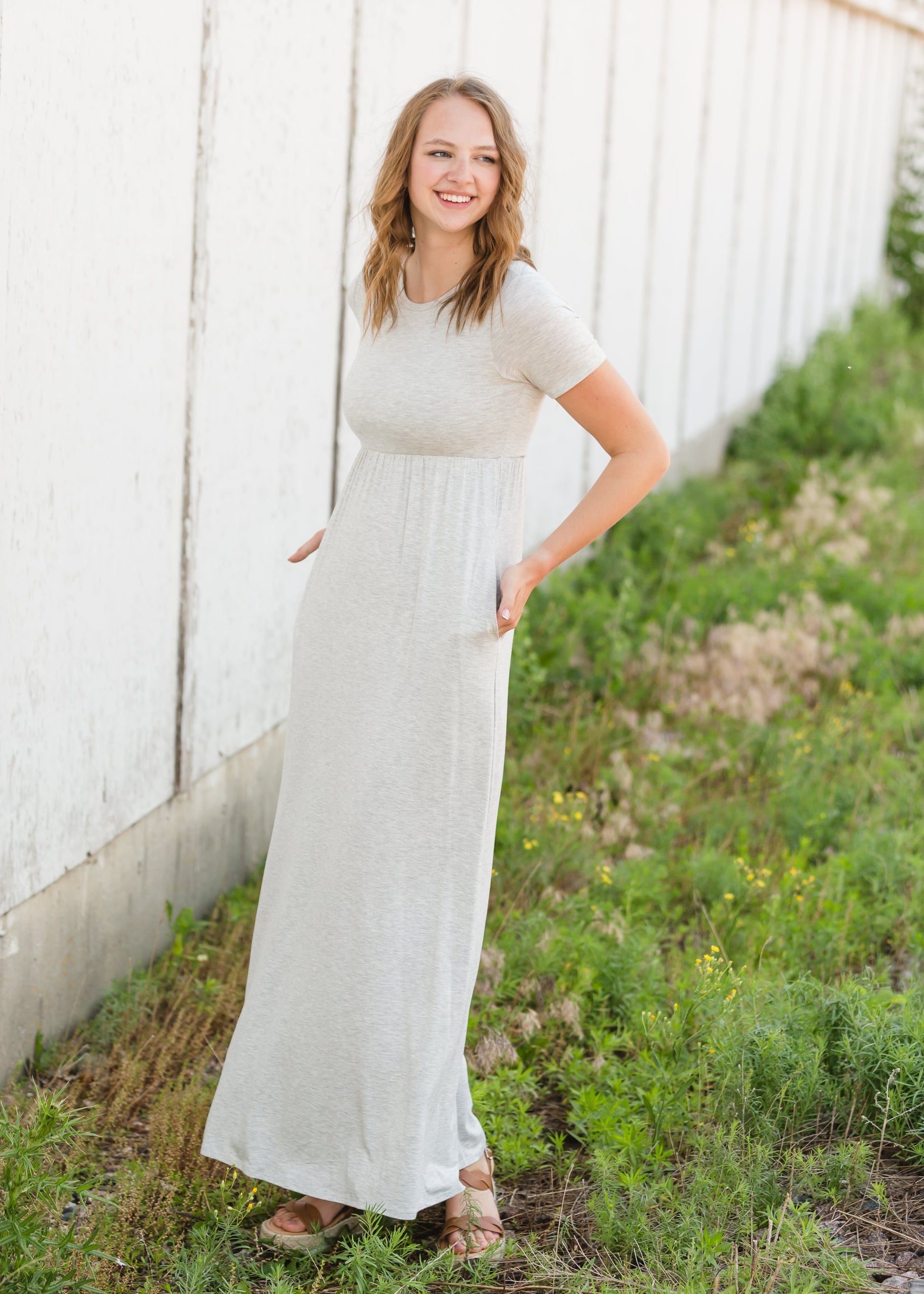 Heather Gray Short Sleeve Stretch Maxi Dress - FINAL SALE Dresses