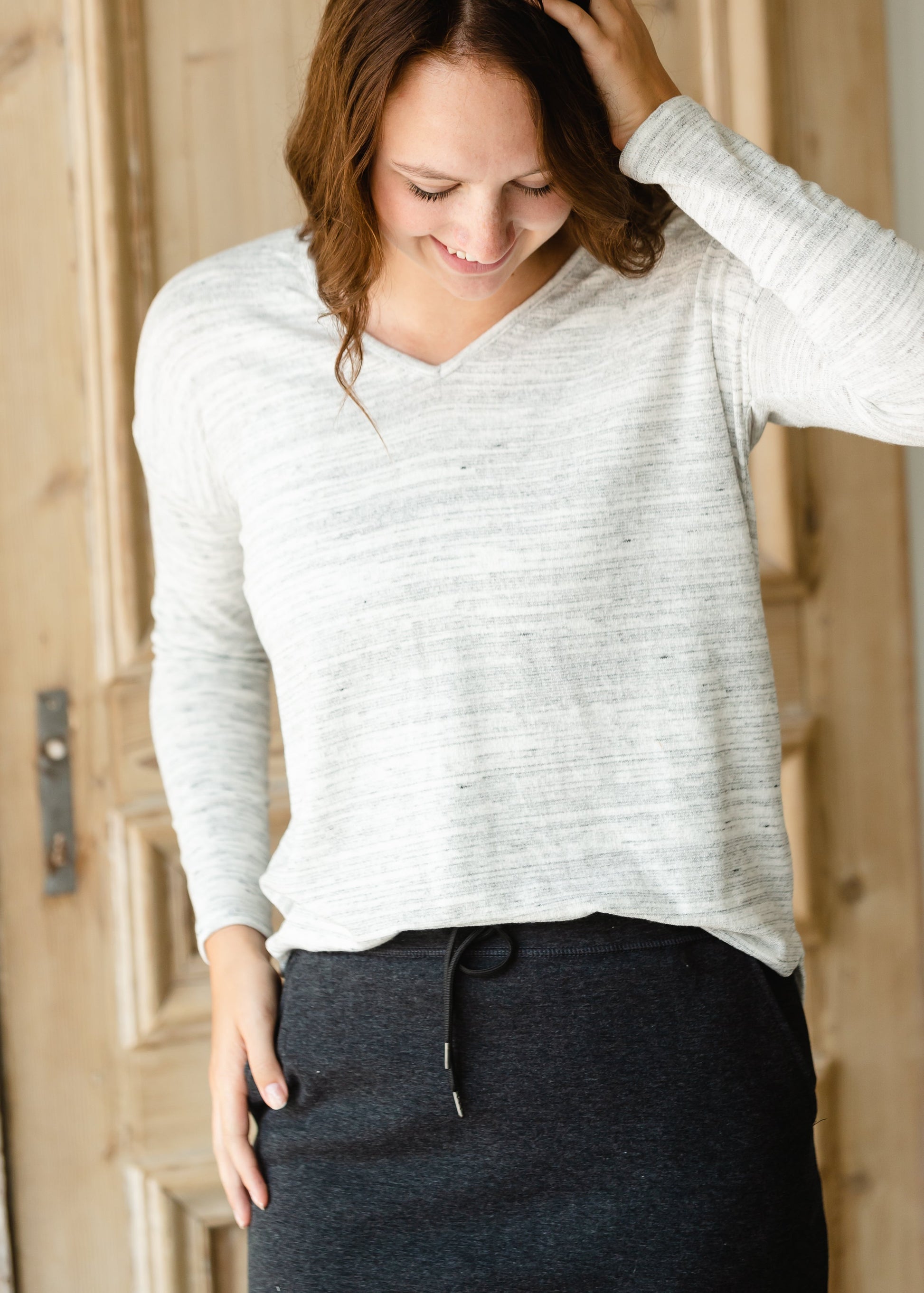 Heather Gray V Neck Top - FINAL SALE Tops