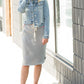 Heather Grey Drawstring Midi Skirt Skirts