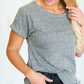 Heather Knit Cuffed Sleeve Tee - FINAL SALE Shirt