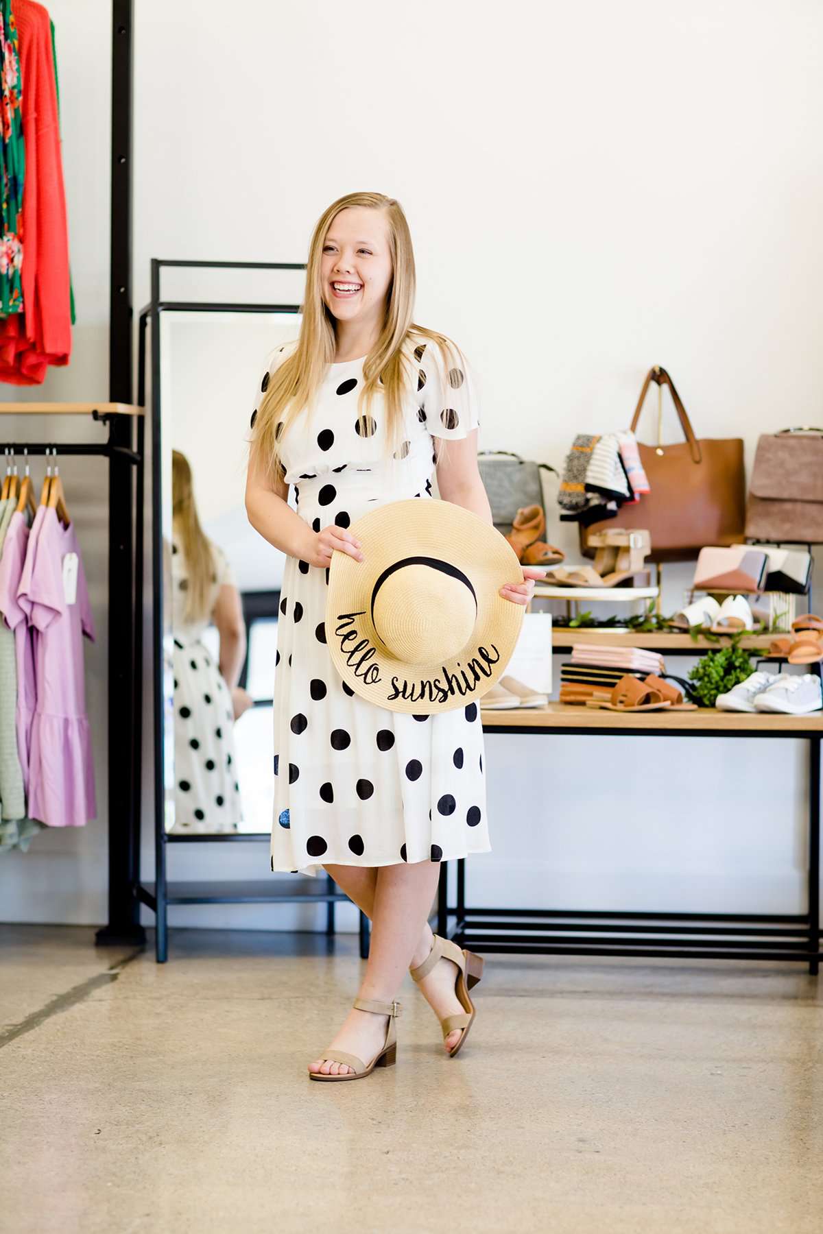 Hello sunshine graphic wide brim hat