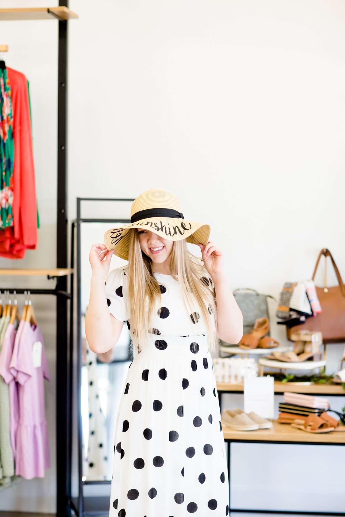 Hello sunshine graphic wide brim hat