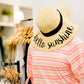 Hello sunshine graphic wide brim hat