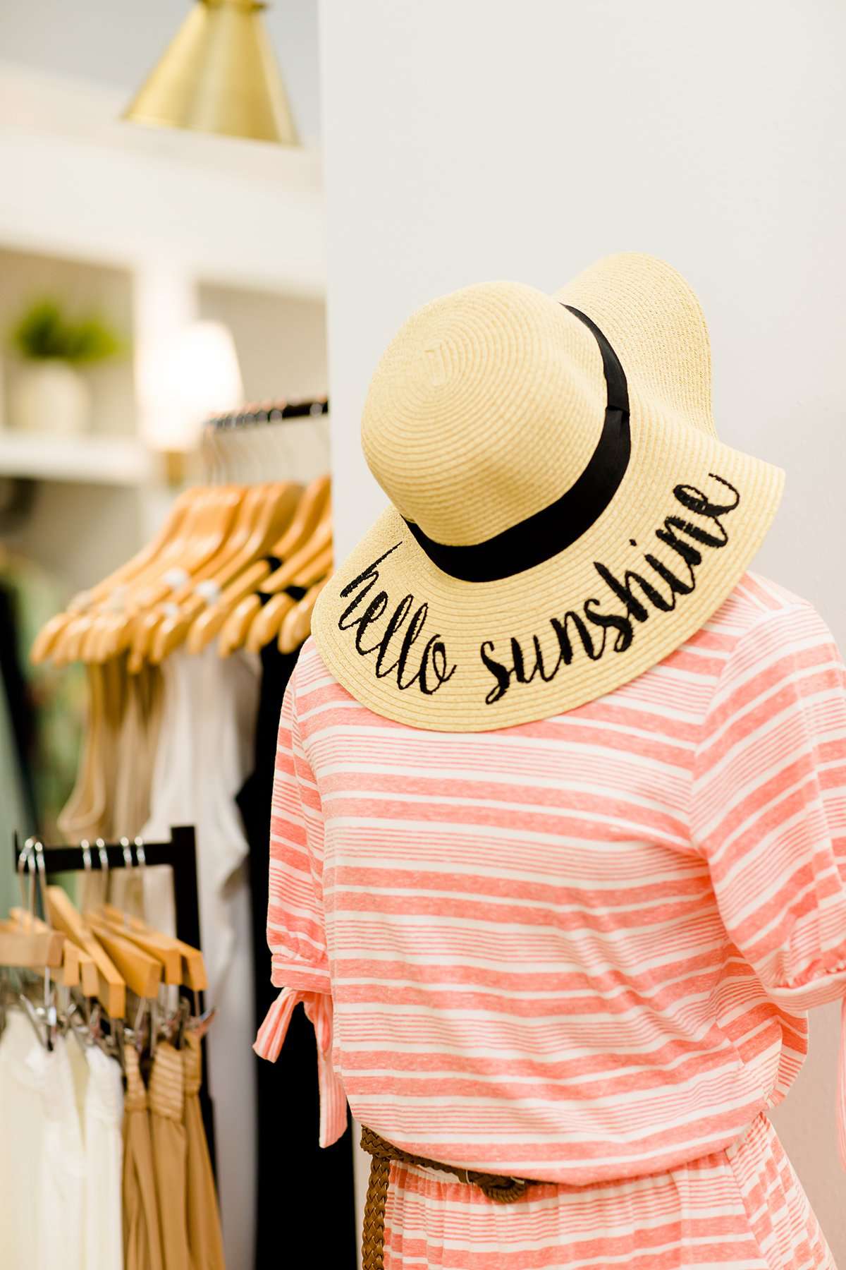 Hello sunshine graphic wide brim hat