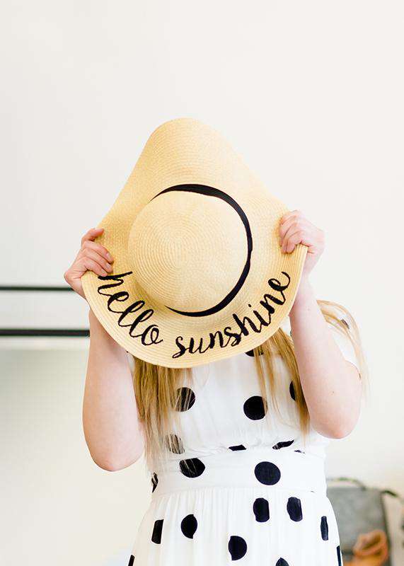 Hello sunshine graphic wide brim hat