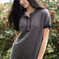 Henley Button Up T-Shirt Midi Dress Dresses Polagram