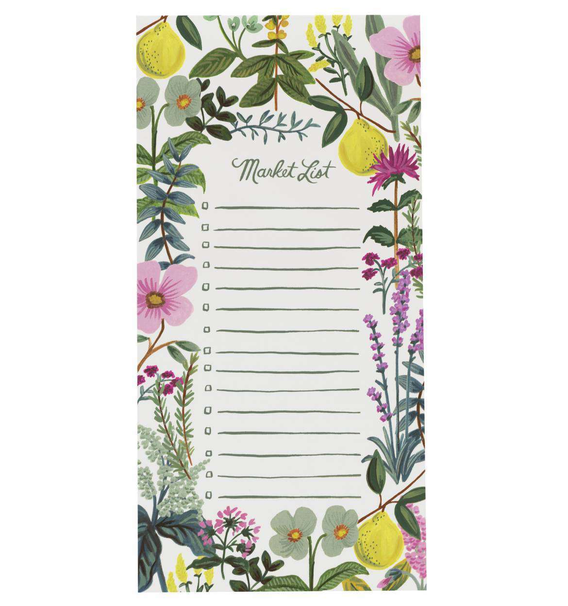 Multi color floral market list with attachable magnet