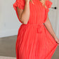 High Neck Pleated Belted Coral Midi Dress - FINAL SALE Dresses