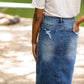 High Rise Distressed Denim Midi Skirt - FINAL SALE Skirts