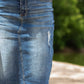 High Rise Distressed Denim Midi Skirt - FINAL SALE Skirts