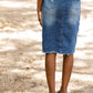High Rise Distressed Denim Midi Skirt - FINAL SALE Skirts