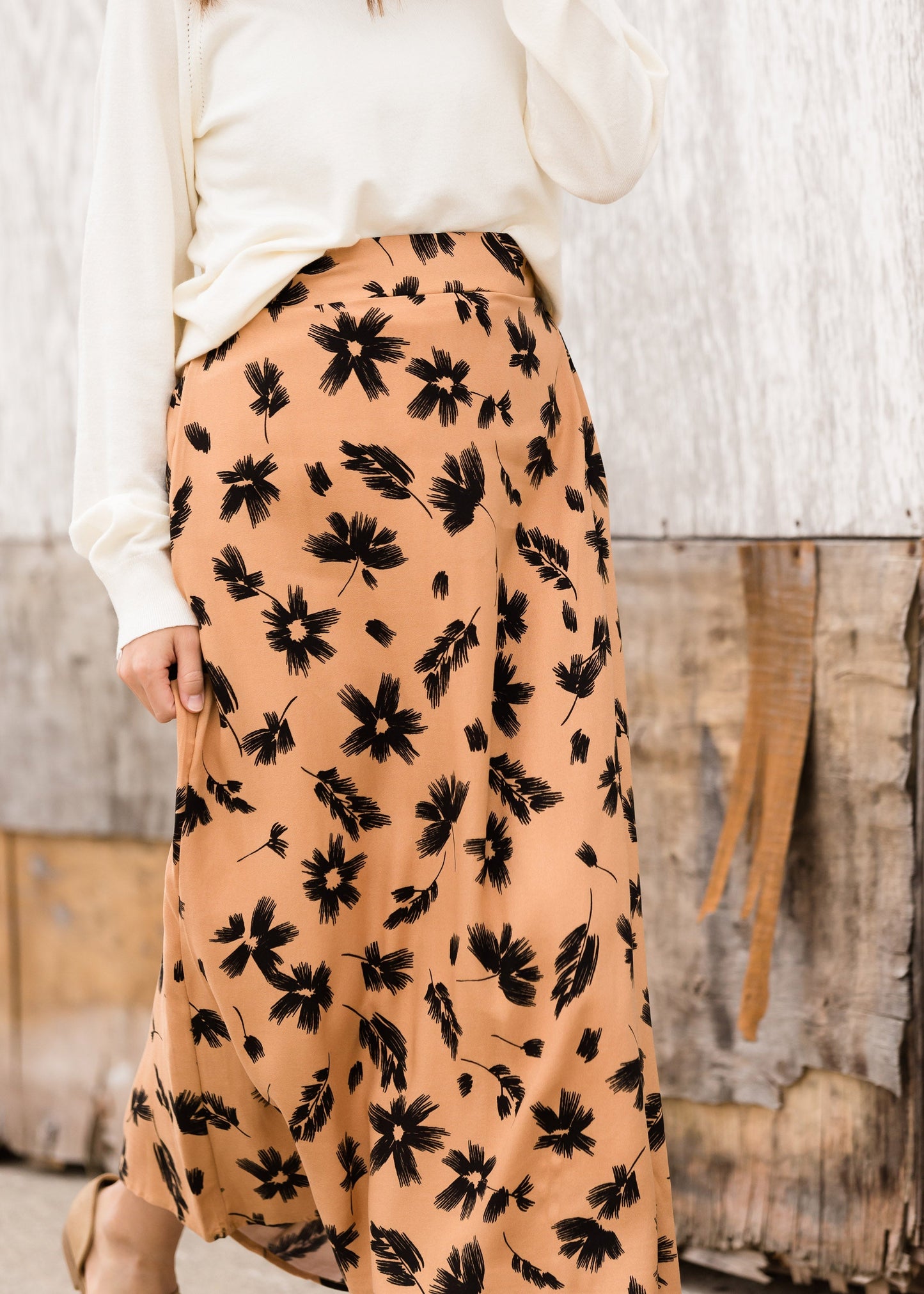 High Waist Floral A-Line Midi Skirt - FINAL SALE Skirts