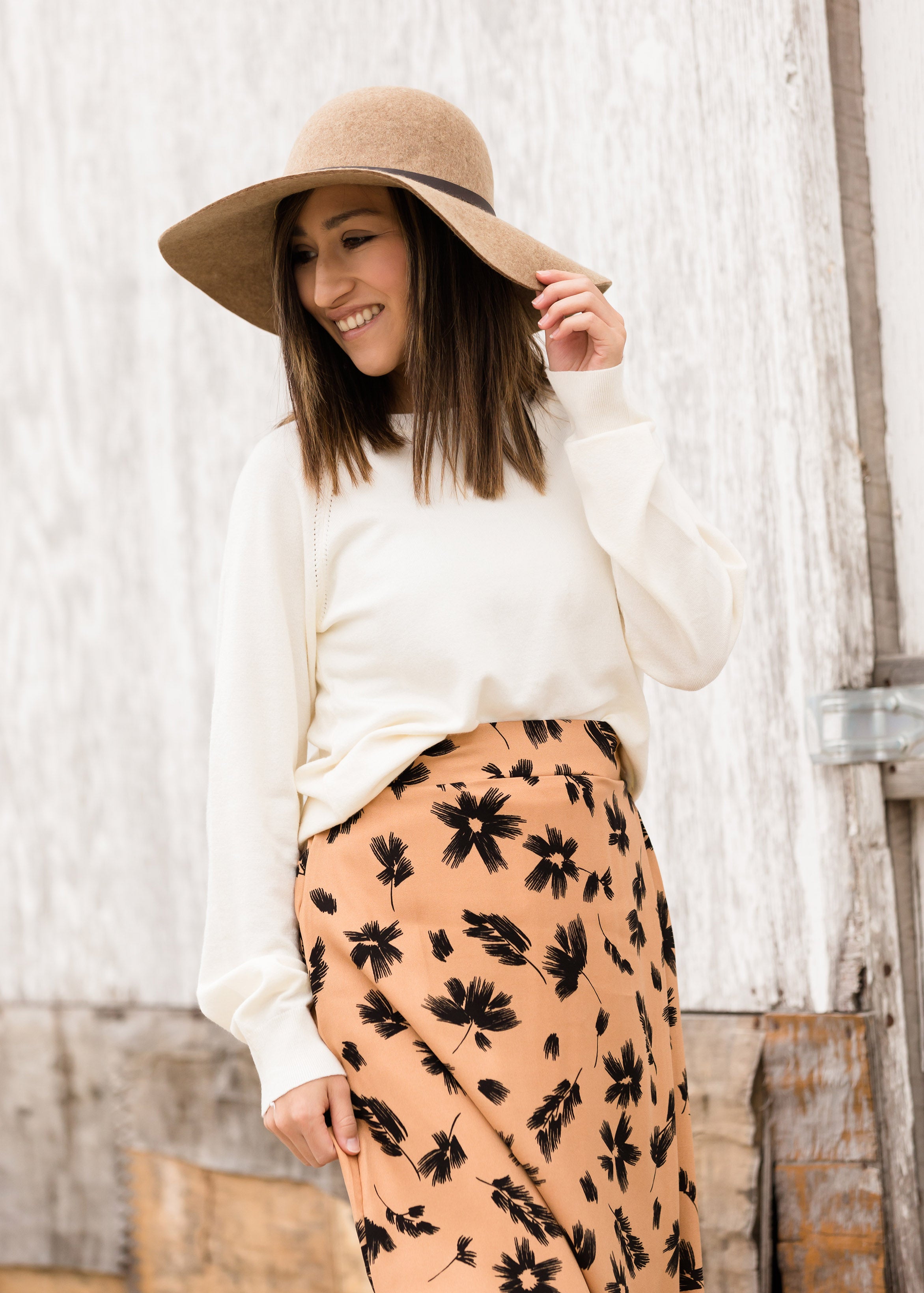 High waist floral midi skirt sales