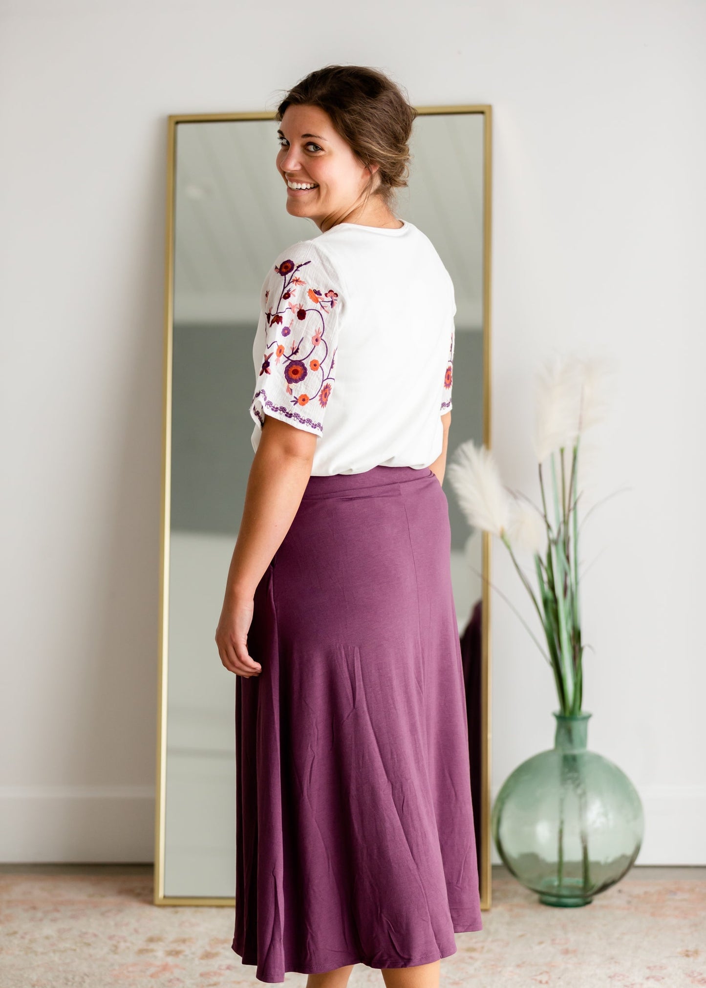 High Waist Pleated Midi Skirt Skirts Zenana