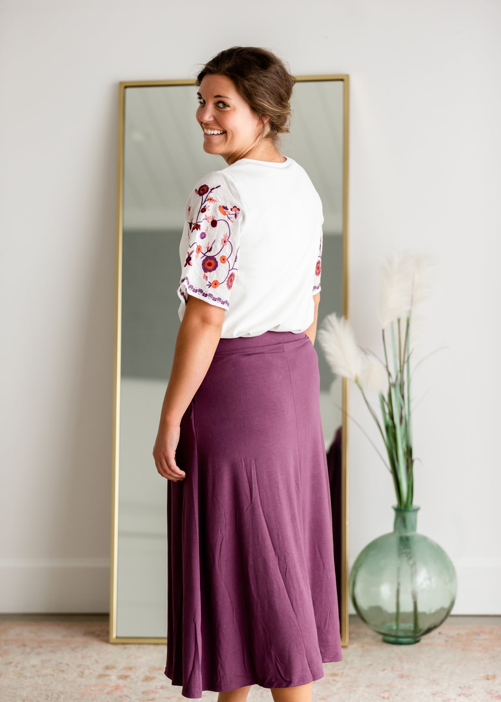 High Waist Pleated Midi Skirt Skirts Zenana