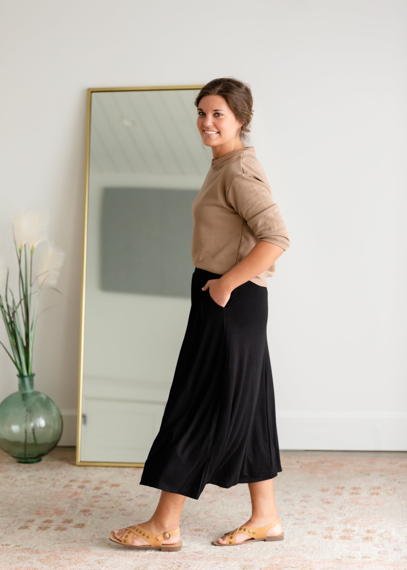 High Waist Pleated Midi Skirt Skirts Zenana