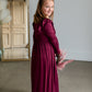High Waist Ruffle Detail Long Sleeve Maxi Dress Girls GTOG