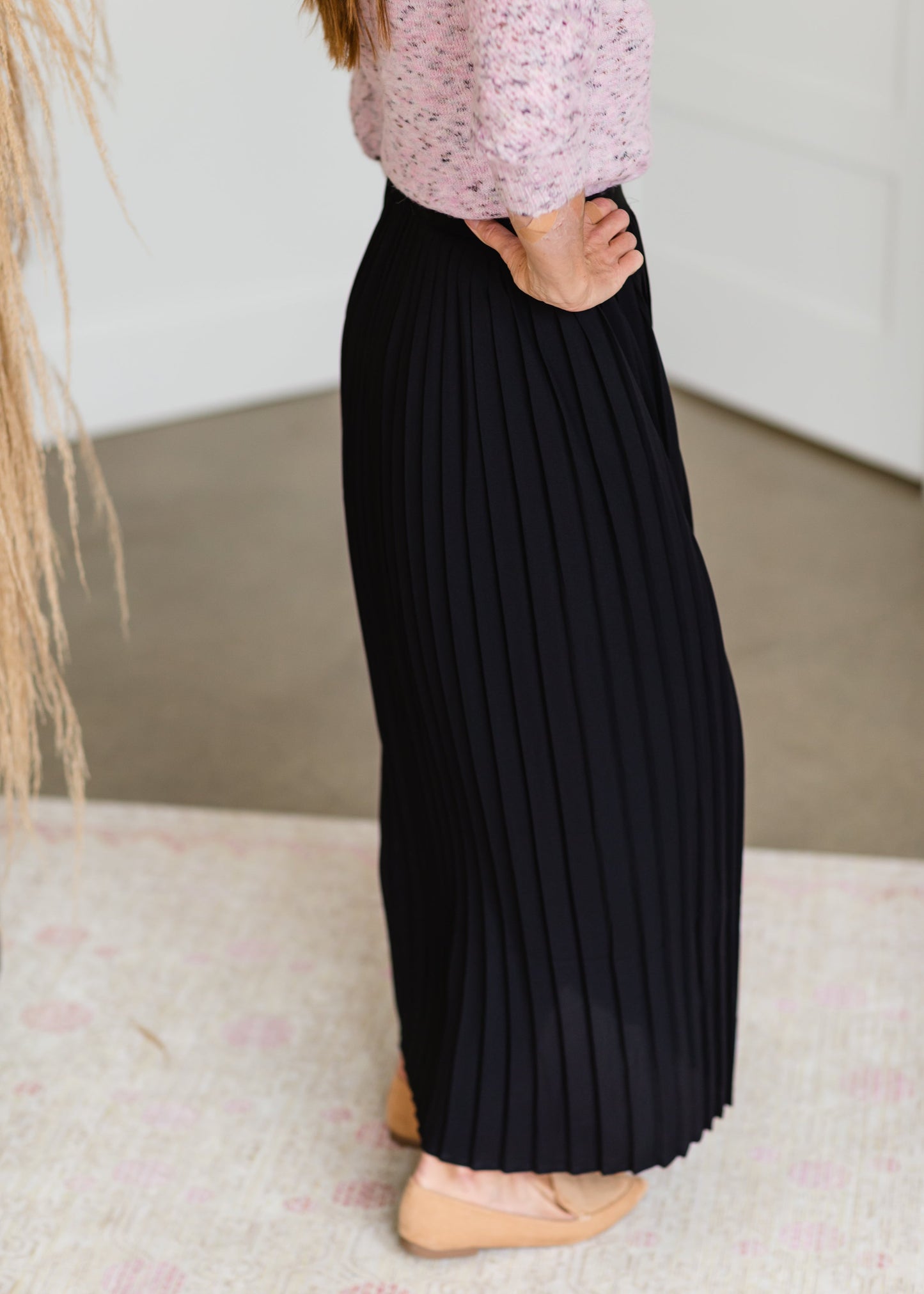 High Waisted Pleated Black Maxi Skirt - FINAL SALE Skirts