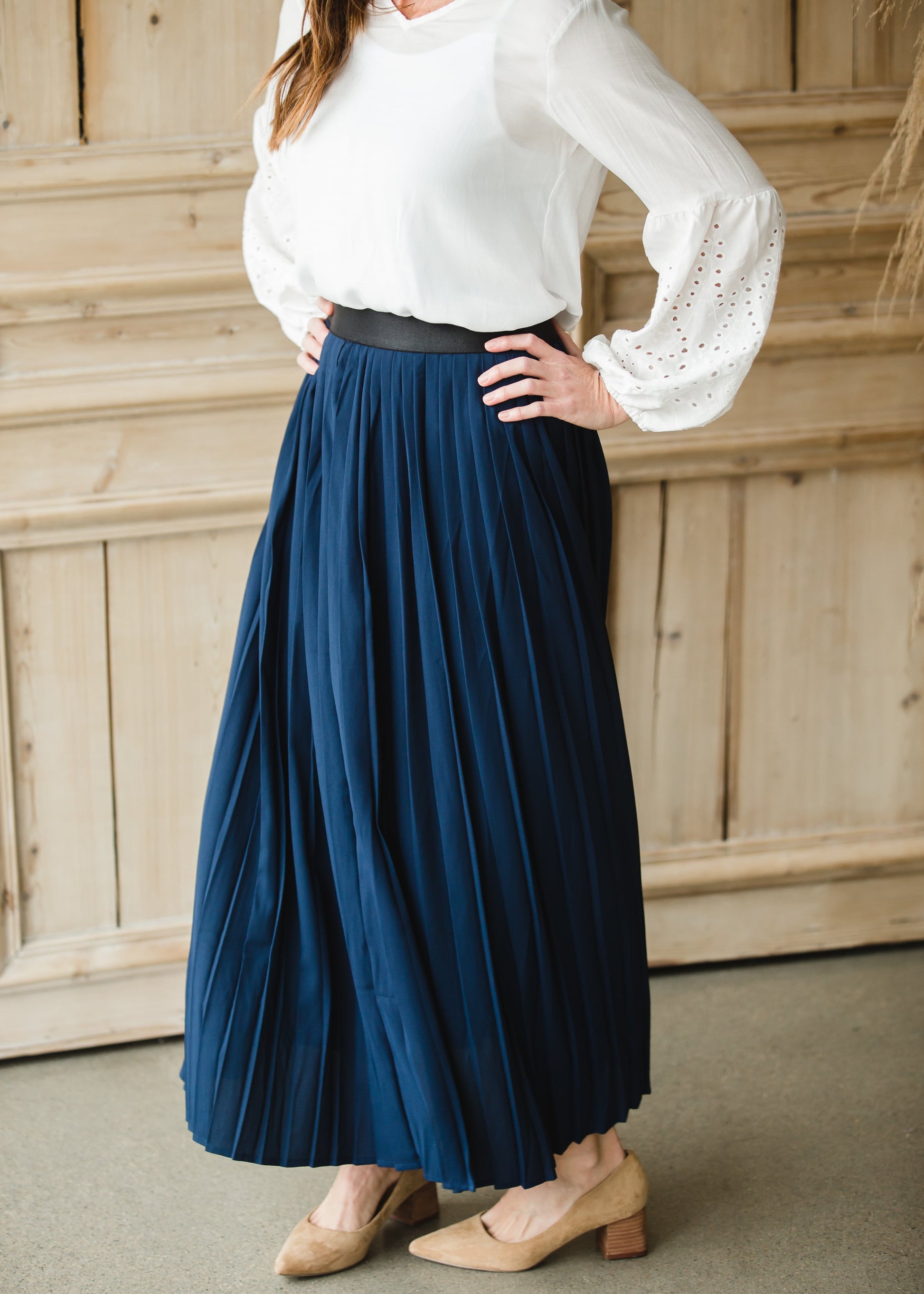 Maxi Skirt Navy Pleated Skirts Online Shop Styli Pleated Flared