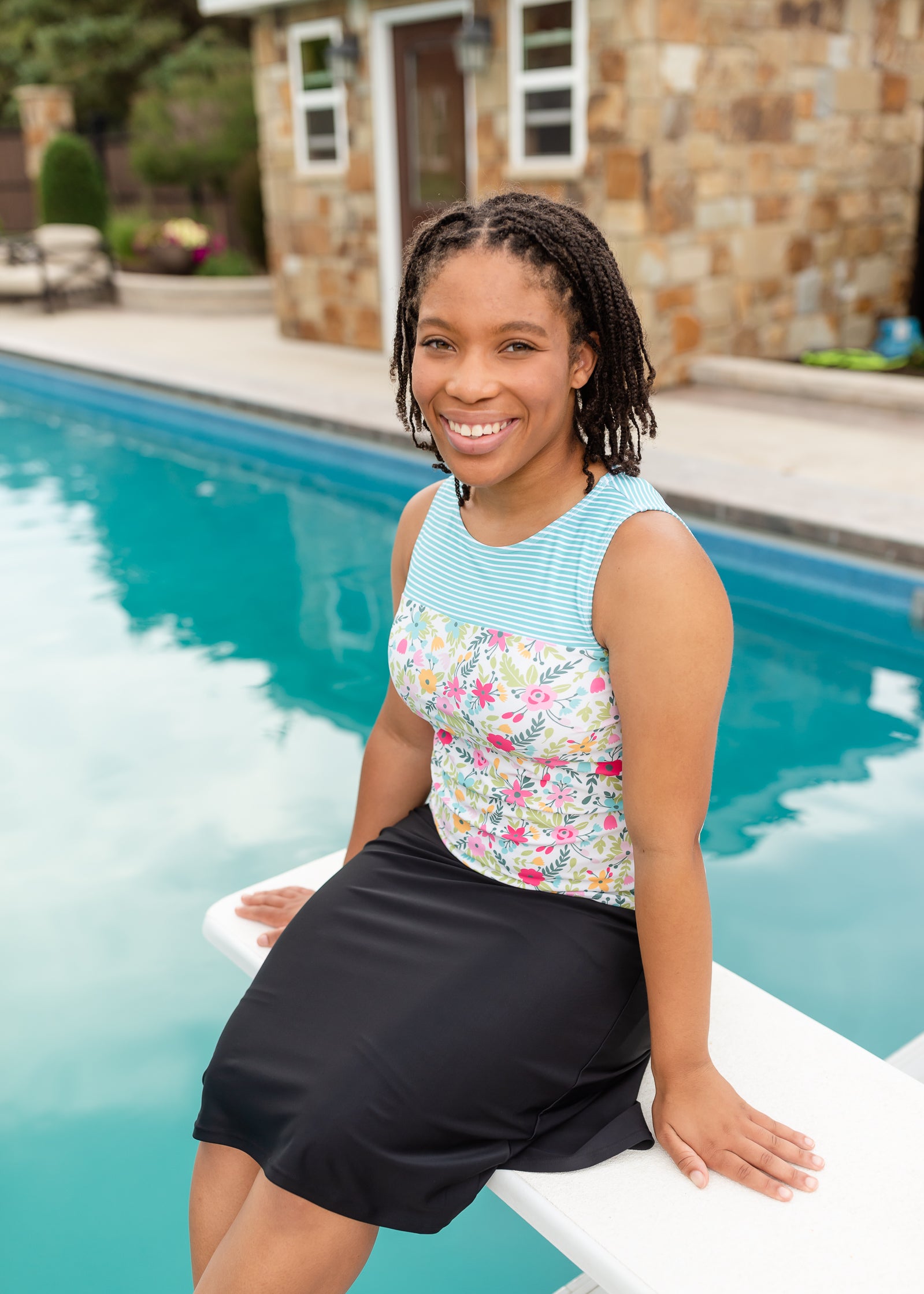 Holly Floral + Stripe Swim Tankini Tops
