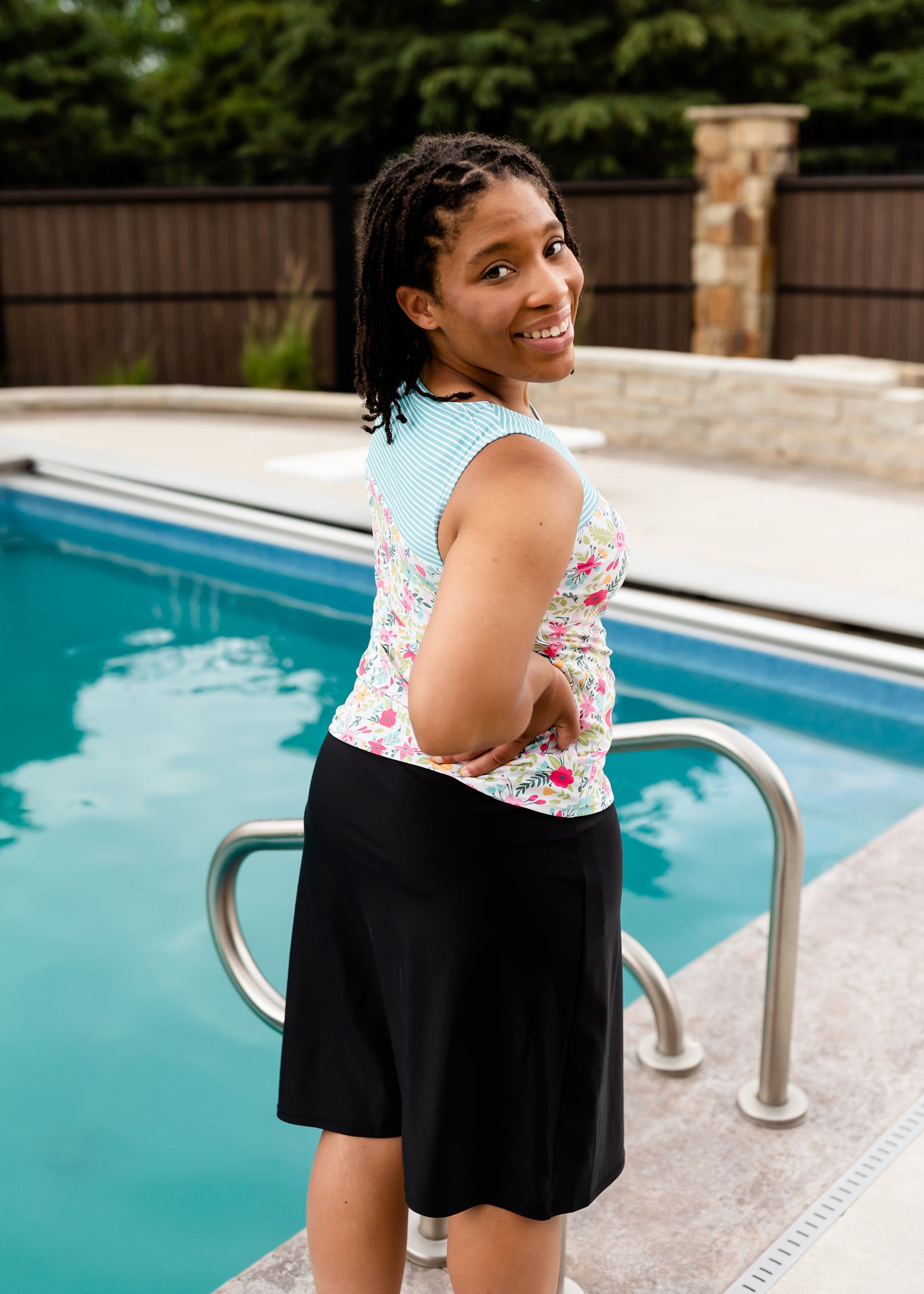 Holly Floral + Stripe Swim Tankini Tops