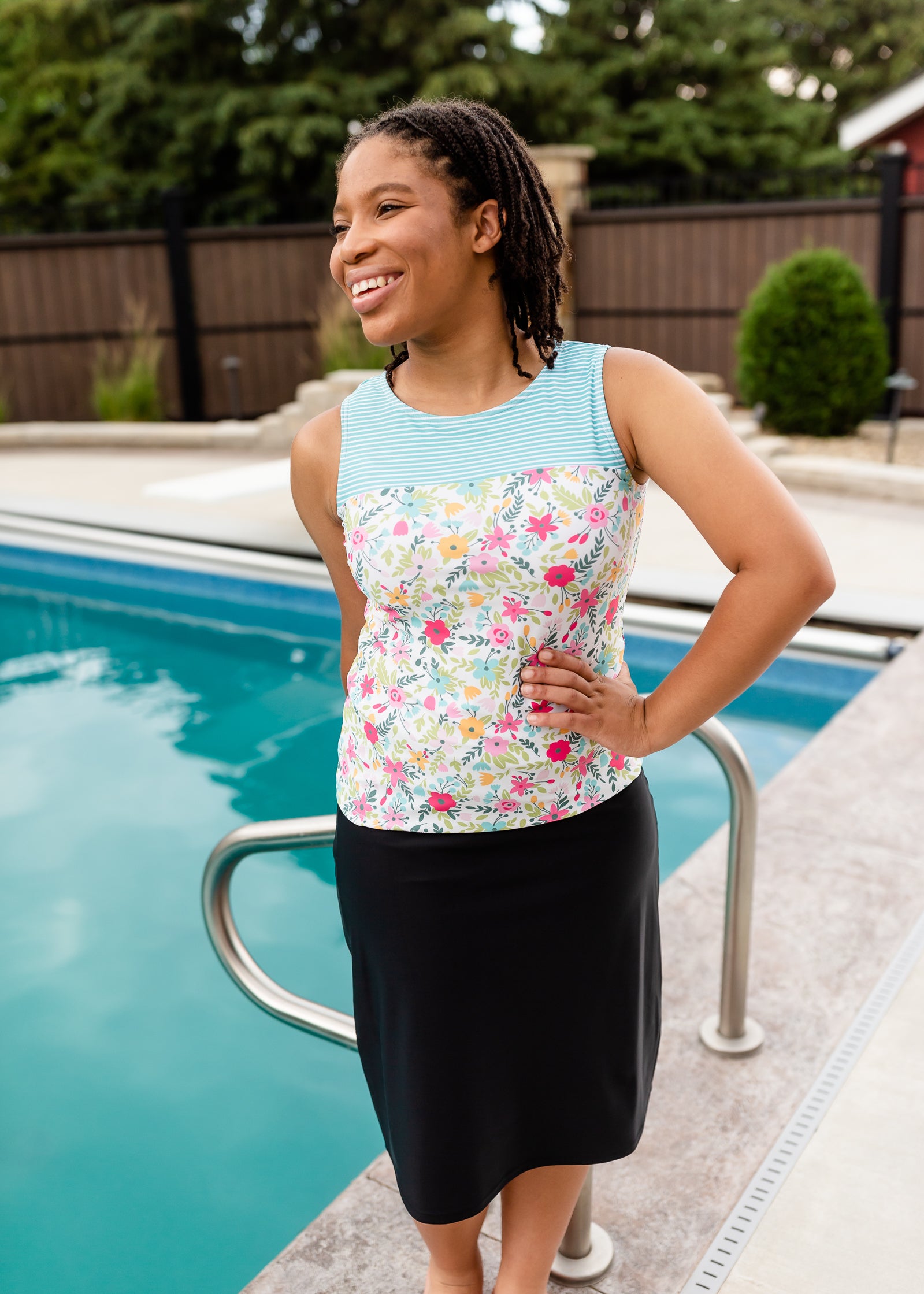 Holly Floral + Stripe Swim Tankini Tops