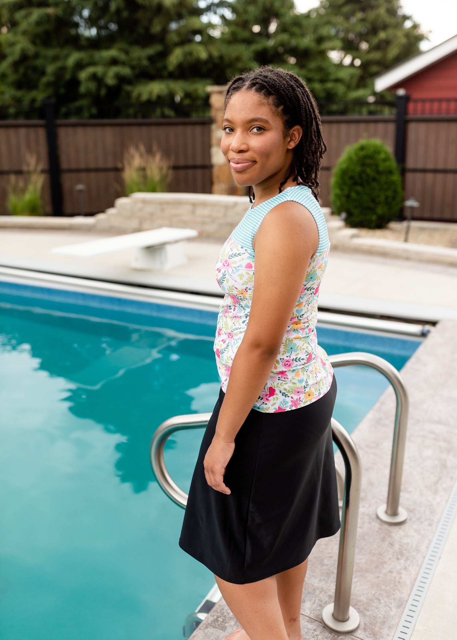 Holly Floral + Stripe Swim Tankini Tops