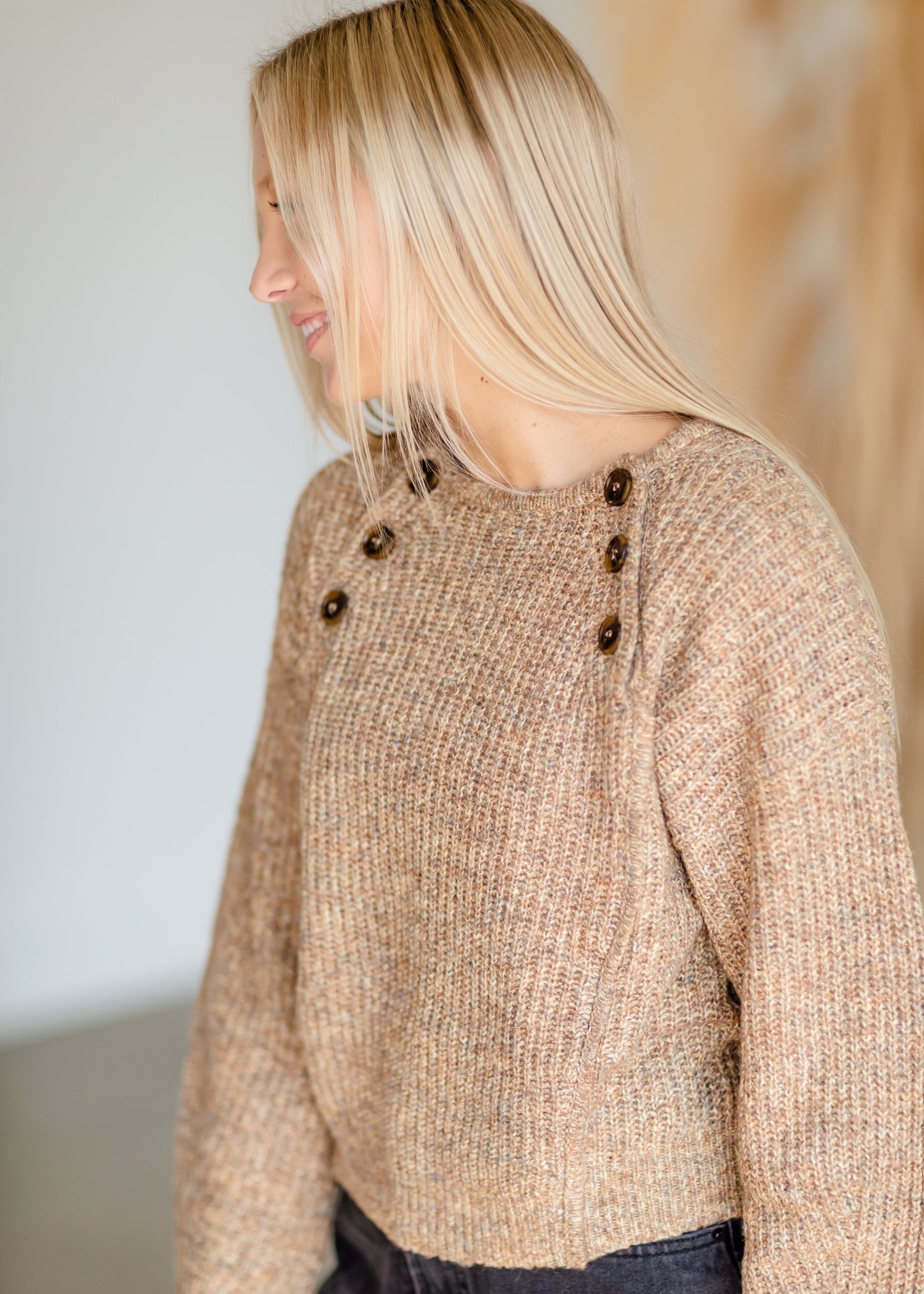 Honey Button Knit Sweater Tops LUSH