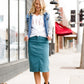 Hooded Denim Jacket with Knit Sleeves - FINAL SALE Layering Essentials