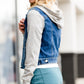 Hooded Denim Jacket with Knit Sleeves - FINAL SALE Layering Essentials