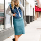 Hooded Denim Jacket with Knit Sleeves - FINAL SALE Layering Essentials