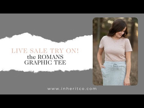 This custom Romans Graphic Tee is an Inherit Design tailored in a feminine fit. The sleeve length is a true short sleeve that will go with anything. It is a pink with a slight heathered look that isn't see-through! The white writing on the front says "Rejoicing in hope, patient in tribulation; continuing instant in prayer." - Romans 12:12 for a daily reminder in your walk with the Lord!
