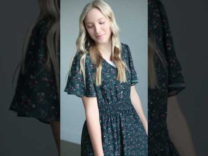 Anna Floral Flutter Sleeve Smocked Waist Maxi Dress - FINAL SALE