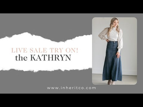 The Kathryn Dark Wash A-Line Skirt is back in a new wash! This fan favorite a-line skirt is made of a blend of cotton denim with a hint of stretch! This lightweight skirt was inspired by wanting to do all the things, while remaining put together and comfortable. There is no slit on this skirt and it still has maximum strolling capability!