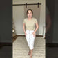 Farrah White Denim Raw Hem Midi Skirt - FINAL SALE