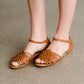 Huarache open toe cognac colored shoe with open toe and closed heel