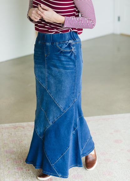 Indigo A-Line Long Denim Skirt - FINAL SALE Skirts