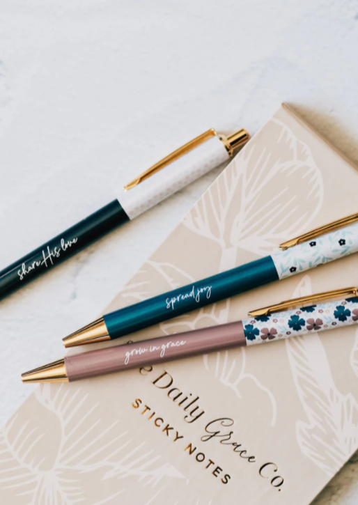 Pens from daily grace co. with floral patterns!