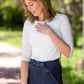 Ivory Amy Lace 3/4 Sleeve Top - FINAL SALE Tops