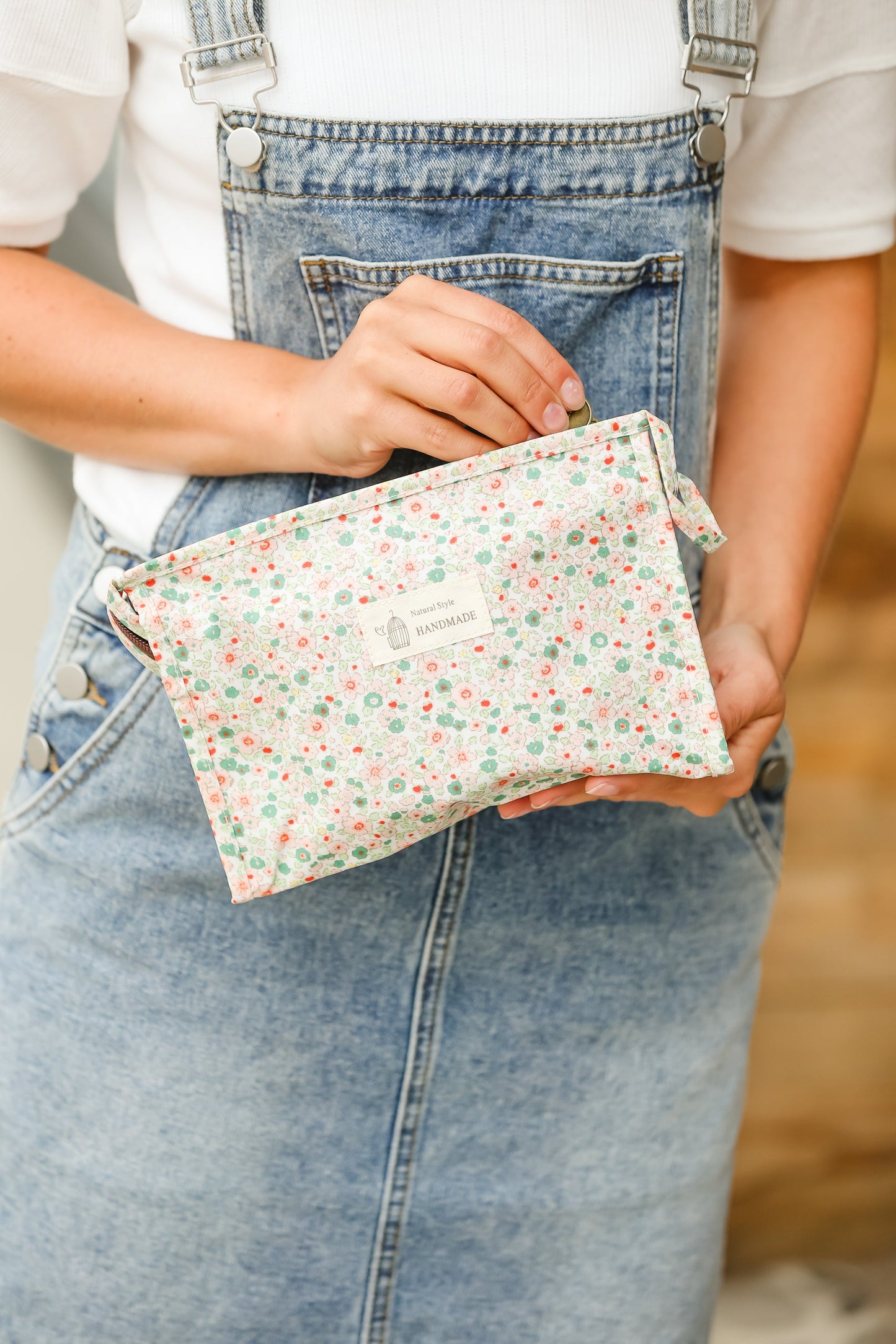 Ivory and Green Floral Cosmetic Bag - FINAL SALE Accessories