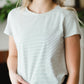 Ivory Basic Crew Neck Striped Tee - FINAL SALE Tops 2XL