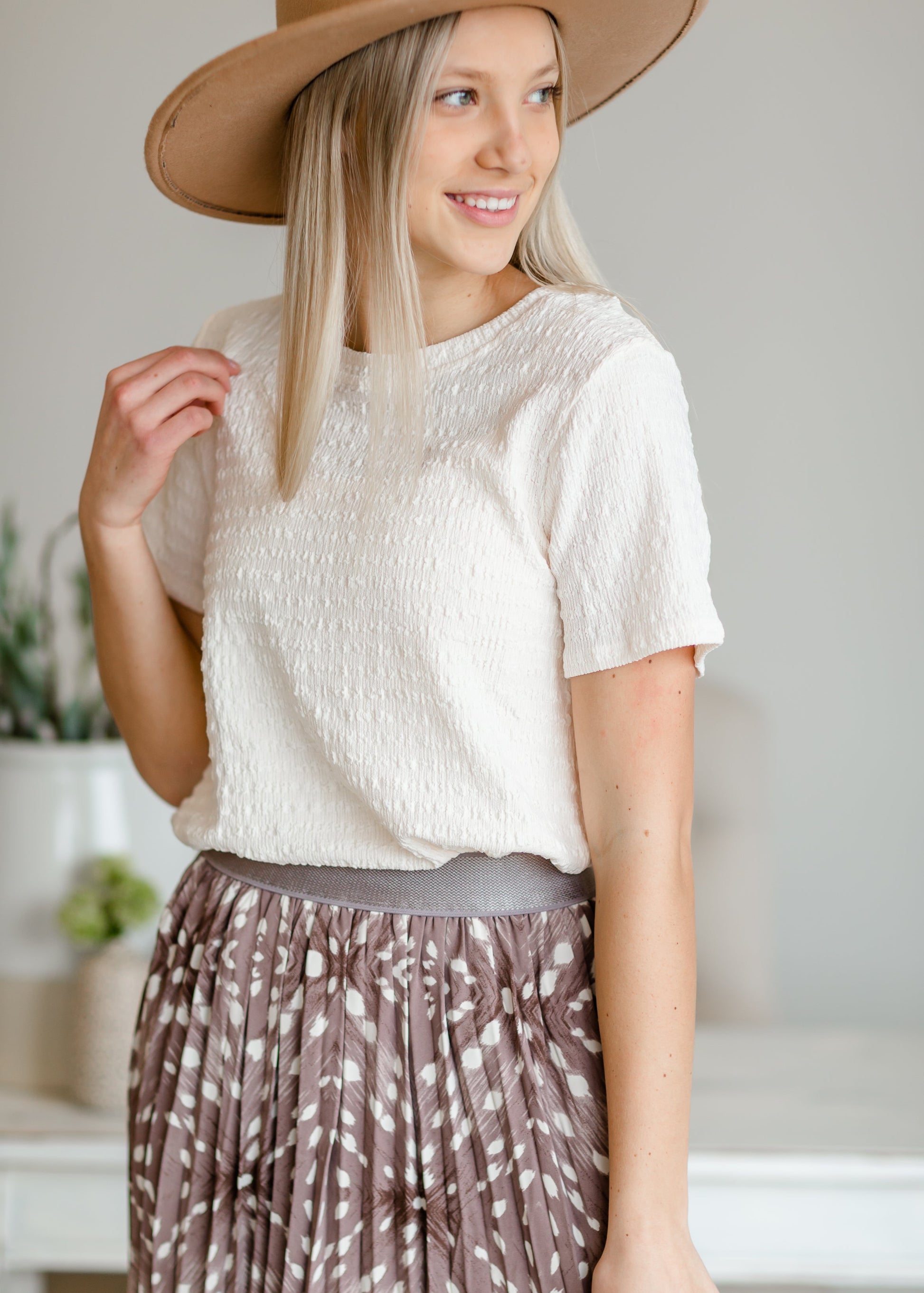 Ivory Detailed Texture Top - FINAL SALE Tops