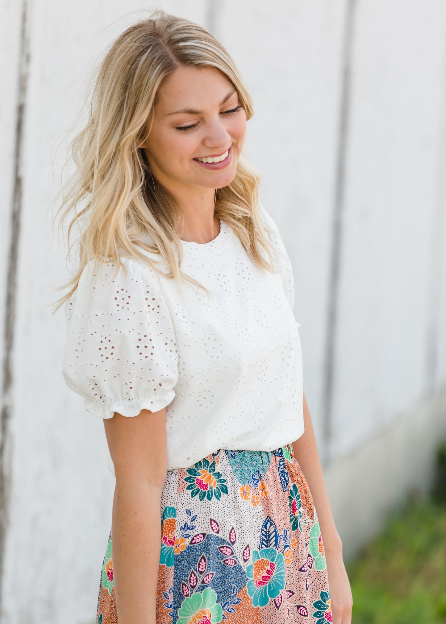 Ivory Eyelet Ruffle Sleeve Top - FINAL SALE Tops