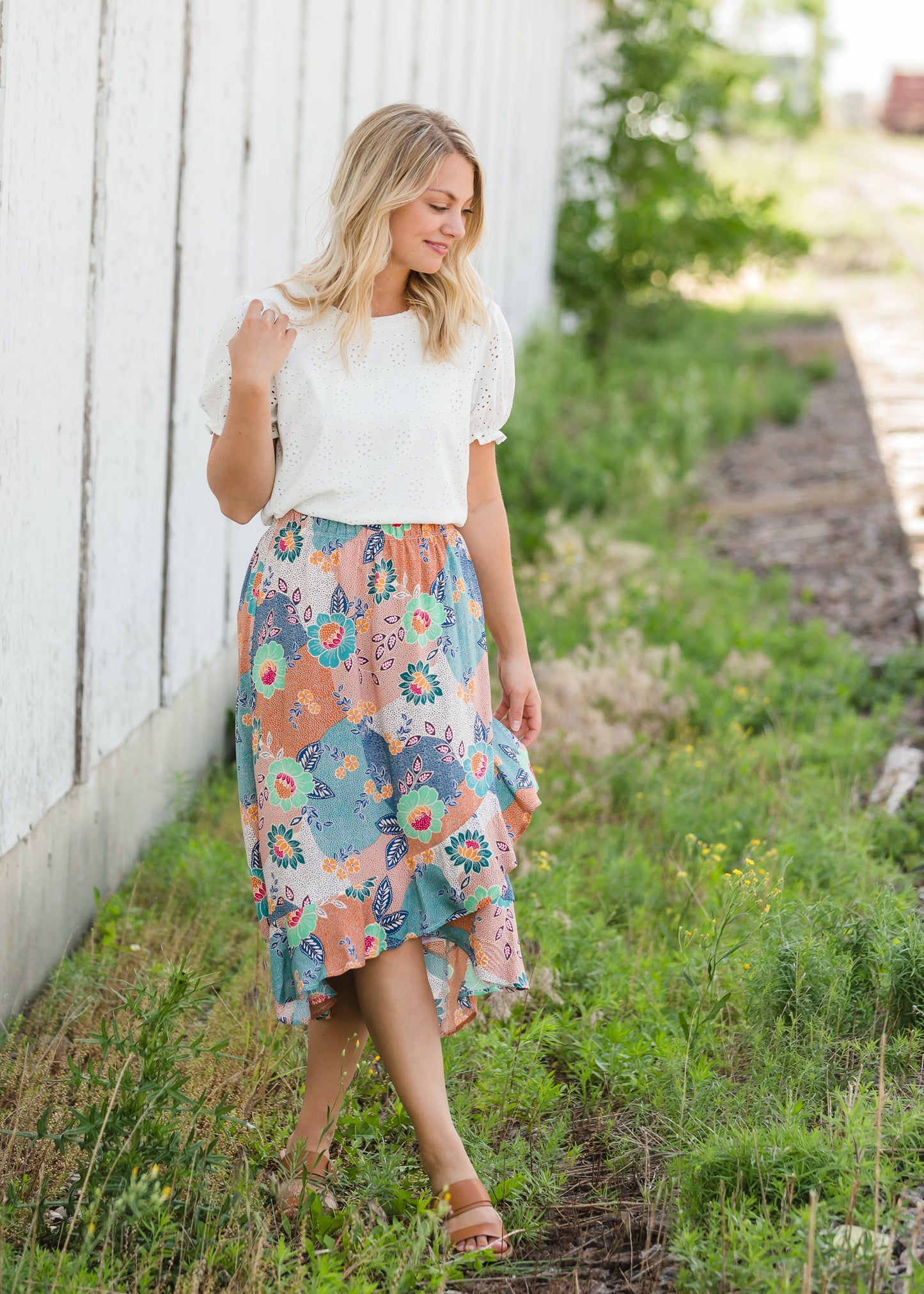 Ivory Eyelet Ruffle Sleeve Top - FINAL SALE Tops