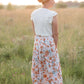 Ivory Floral Elastic Waist Midi Skirt - FINAL SALE Skirts