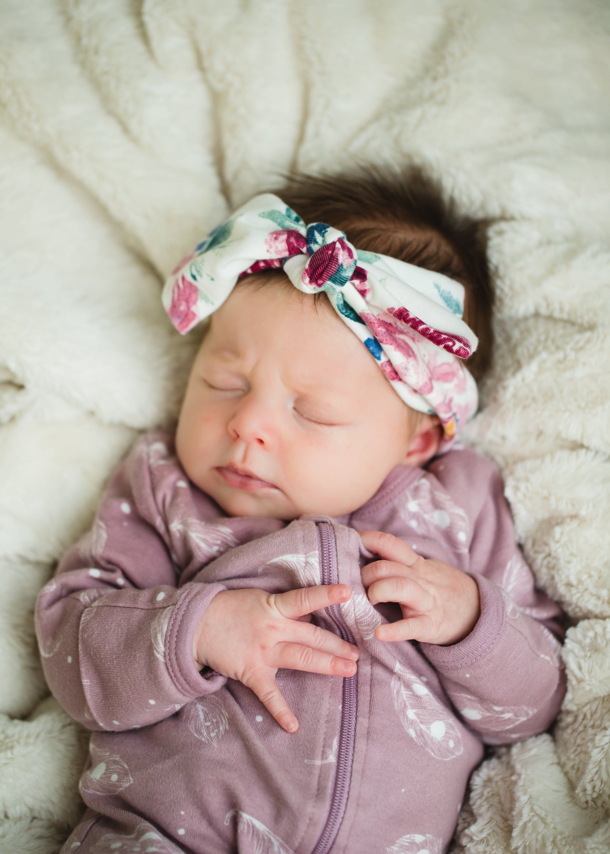 Ivory Floral Infant Headband Accessories
