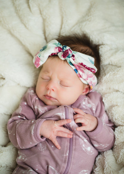 Ivory Floral Infant Headband Accessories