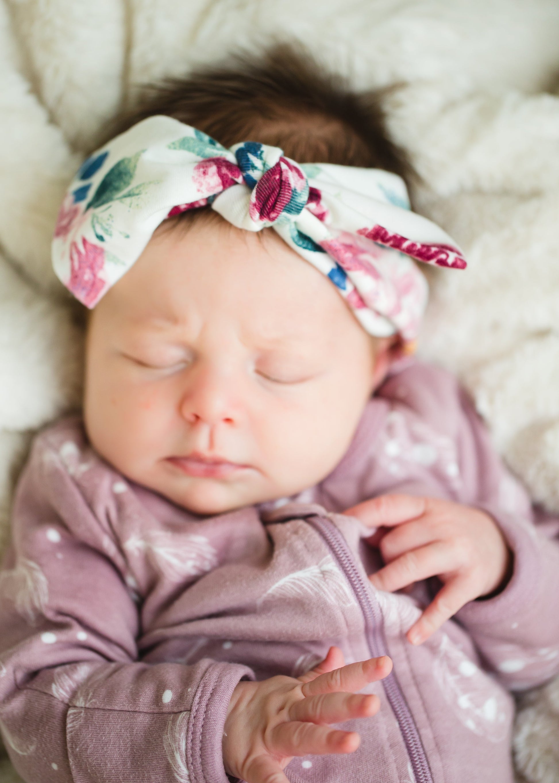 Ivory Floral Infant Headband Accessories