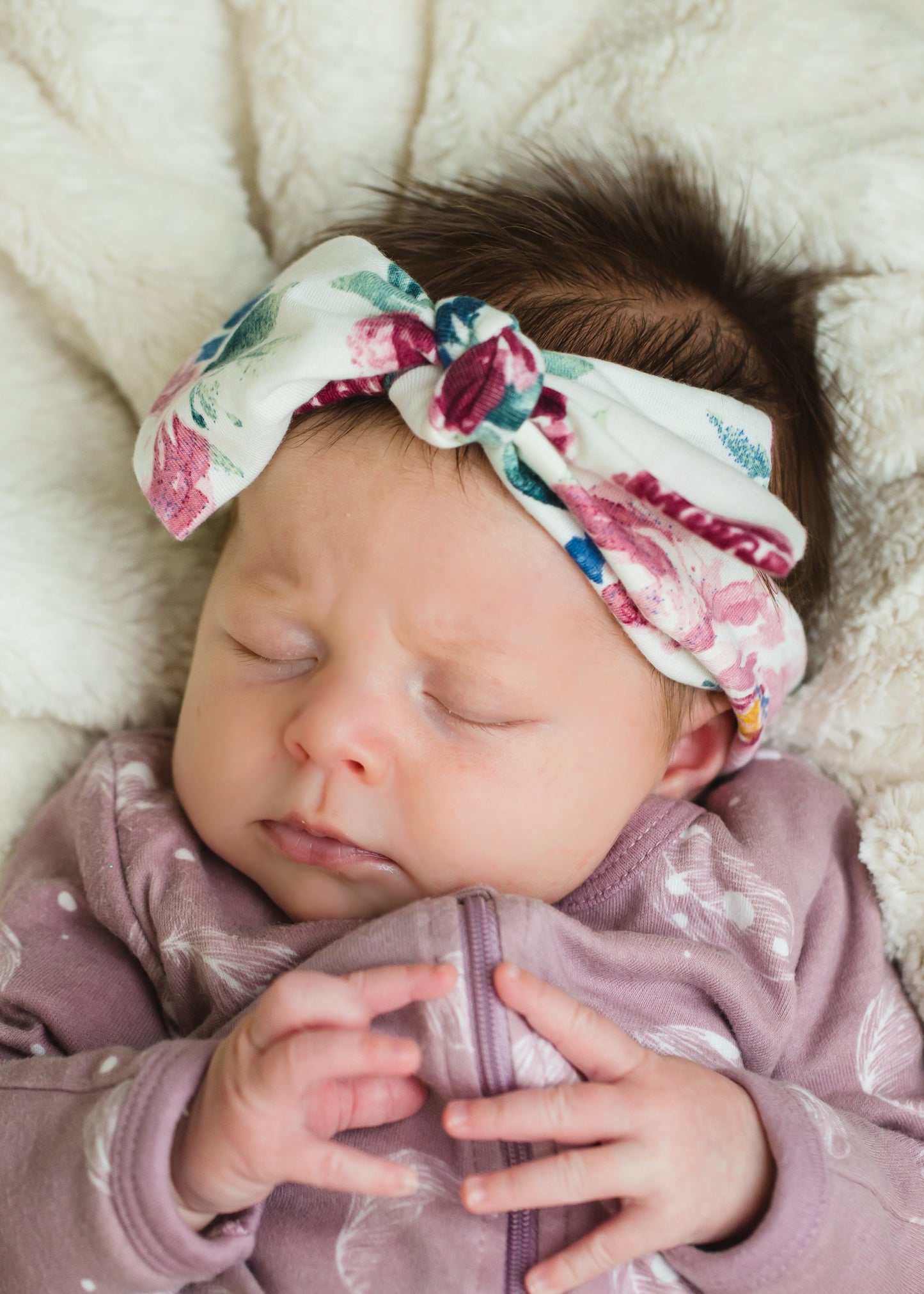 Ivory Floral Infant Headband Accessories